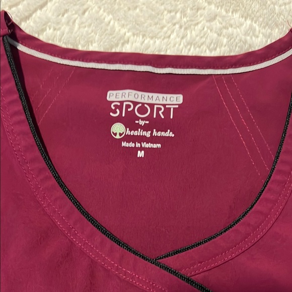 Healing Hands Women's Burgundy Scrub set - Picture 5 of 5